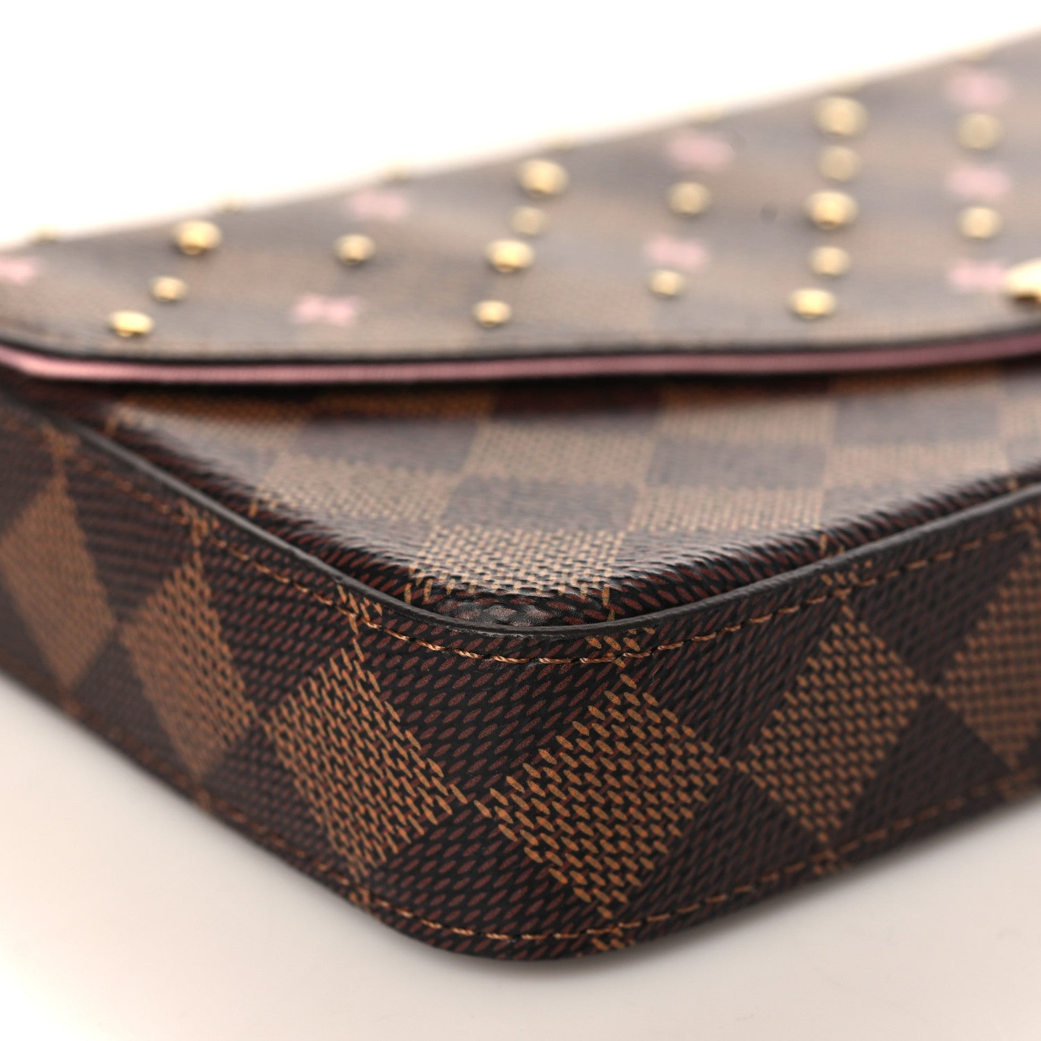 Louis Vuitton Damier Ebene Studded Pochette Felicie Chain Wallet 8 of 9