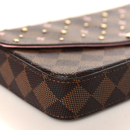 Louis Vuitton Damier Ebene Studded Pochette Felicie Chain Wallet 8 of 9