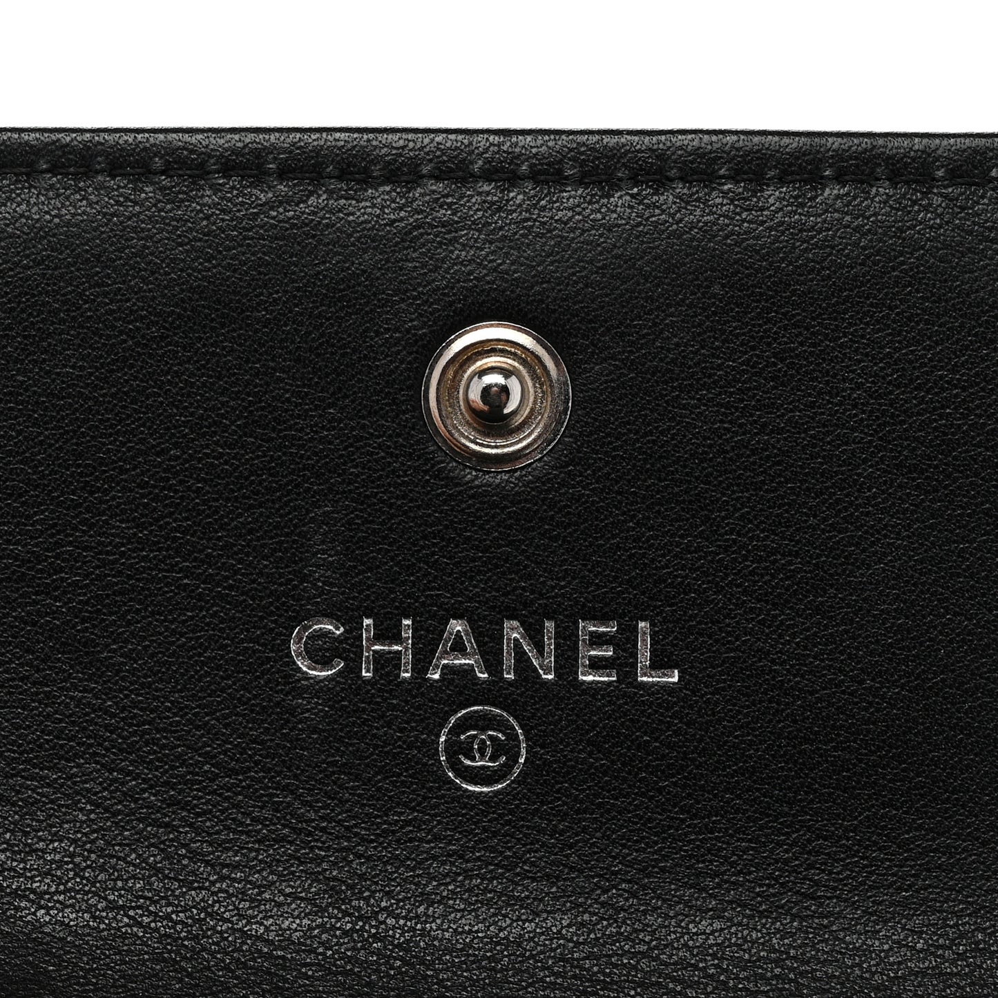 Lambskin Chevron Quilted Boy Compact Wallet Black