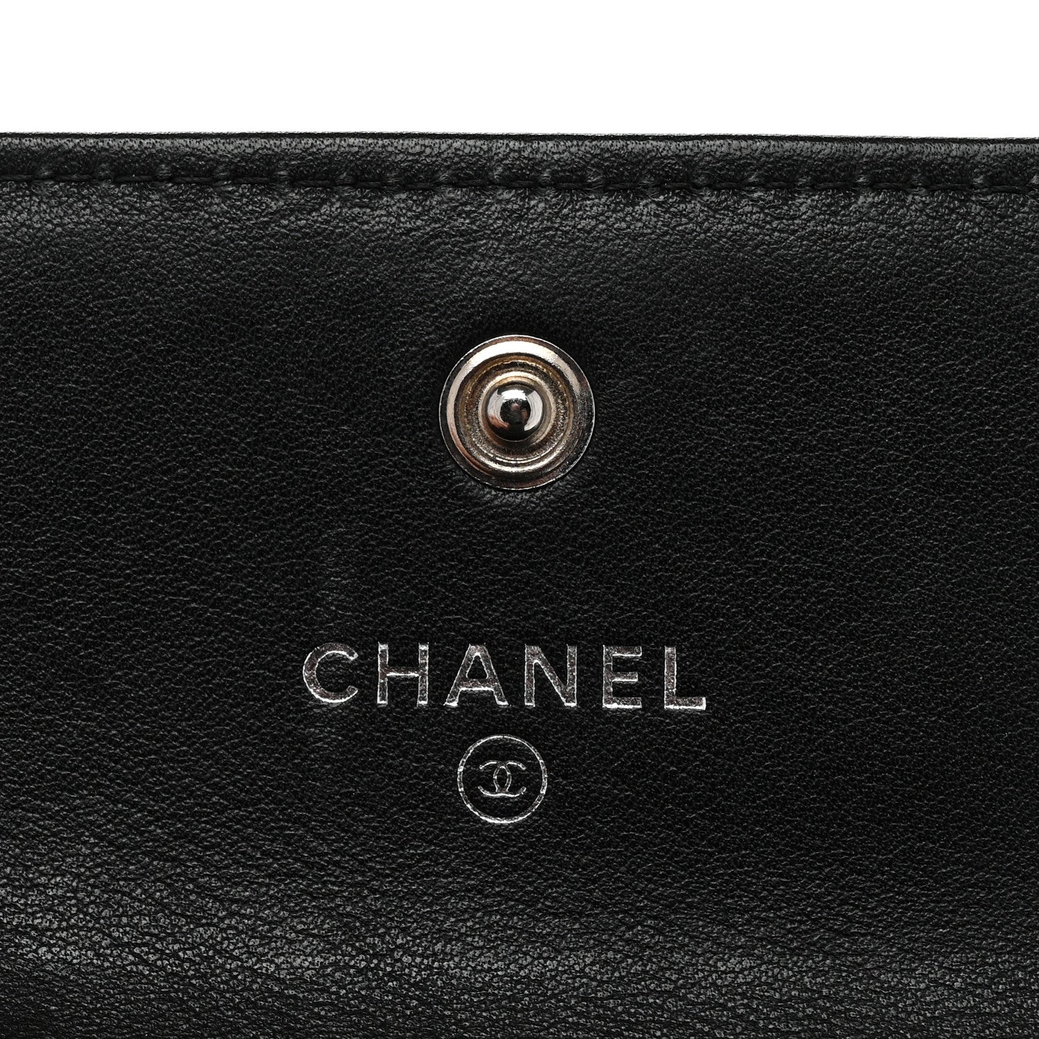 Chanel Lambskin Chevron Quilted Boy Compact Wallet Black 6 of 8
