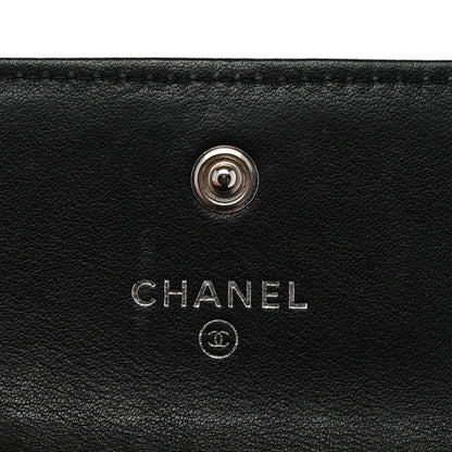 Chanel Lambskin Chevron Quilted Boy Compact Wallet Black 6 of 8