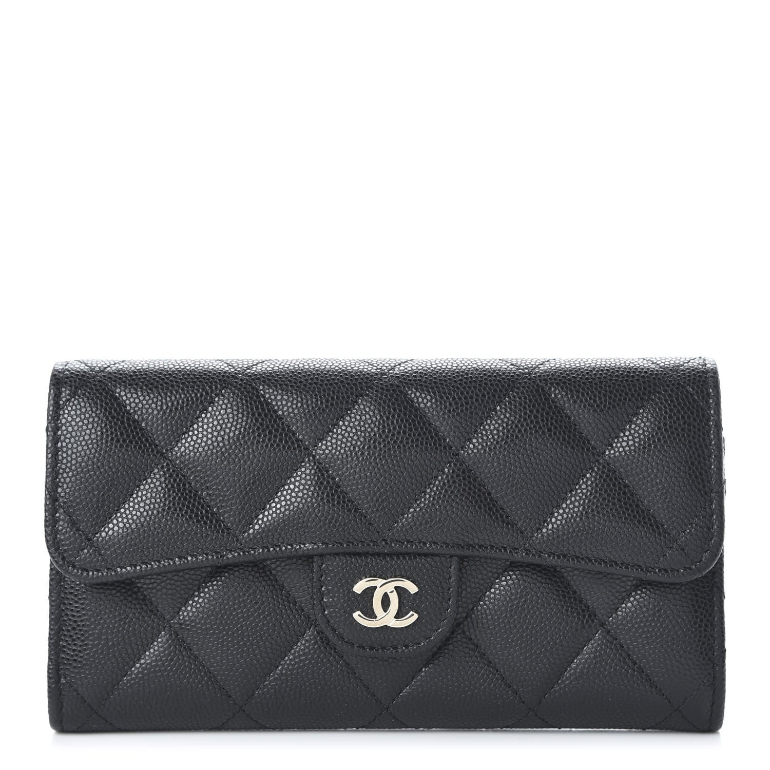 Chanel Caviar Quilted Medium Gusset Flap Wallet Black 1 of 11