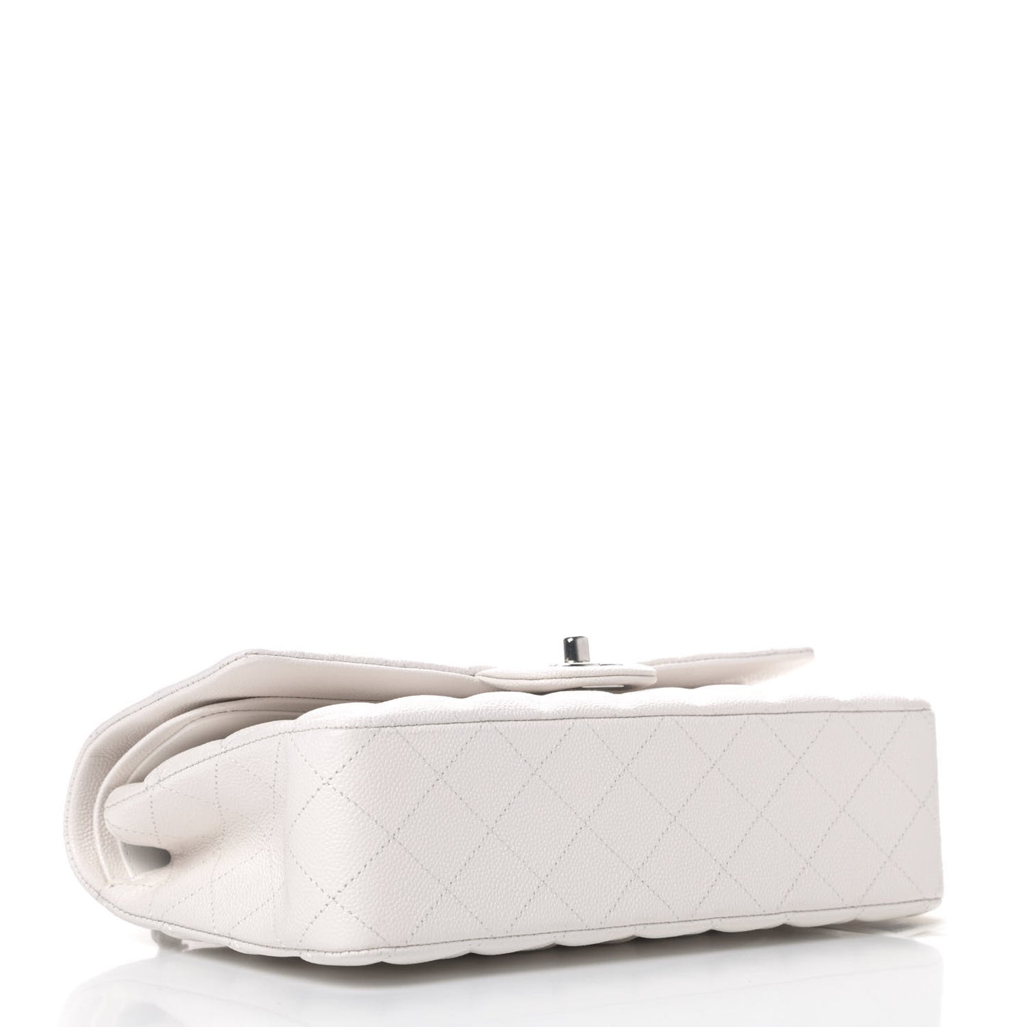 Caviar Quilted Medium Double Flap White