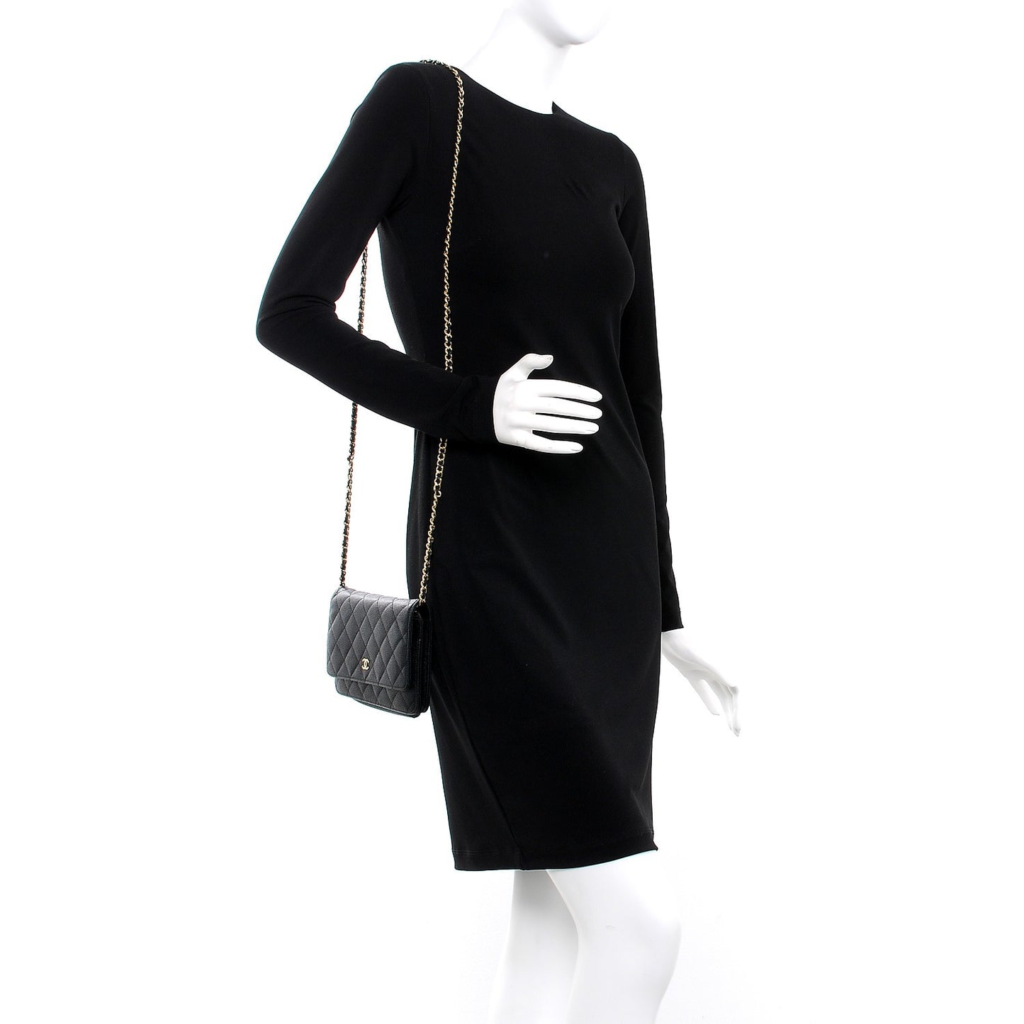Caviar Quilted Wallet On Chain WOC Black