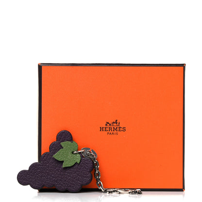 Hermes Chevre Mysore Grape Key Chain Bag Charm Raisin 5 of 5