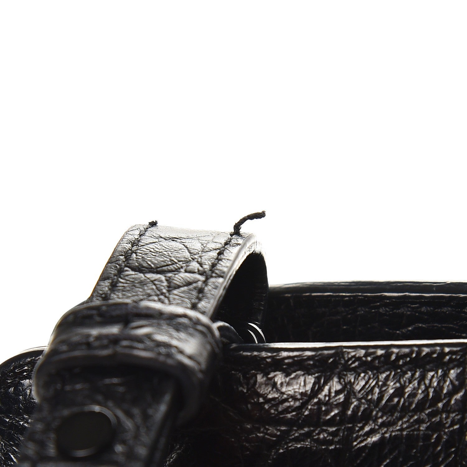 Saint Laurent Calfskin Crocodile Embossed Small Monogram Cabas Black 9 of 9