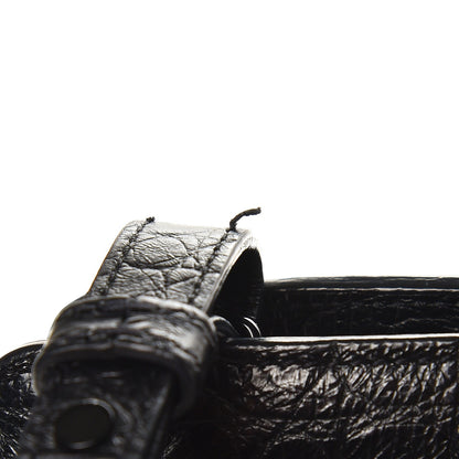 Saint Laurent Calfskin Crocodile Embossed Small Monogram Cabas Black 9 of 9
