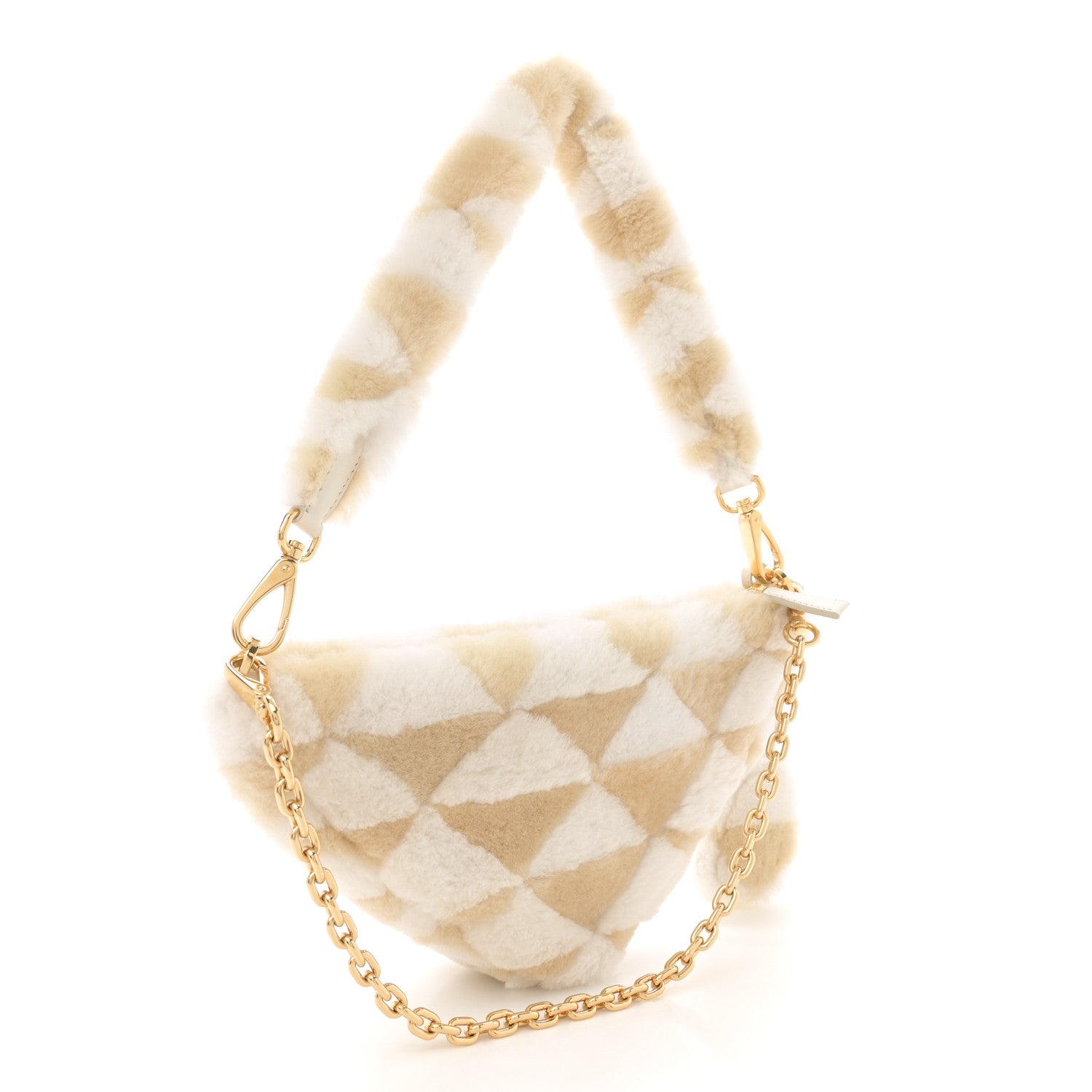 Prada Shearling Symbole Mini Triangle Bag Ecru White 2 of 10