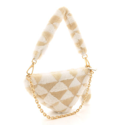Prada Shearling Symbole Mini Triangle Bag Ecru White 2 of 10