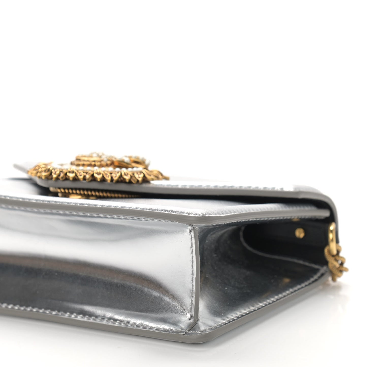 Metallic Nappa Small Devotion Top Handle Bag Silver