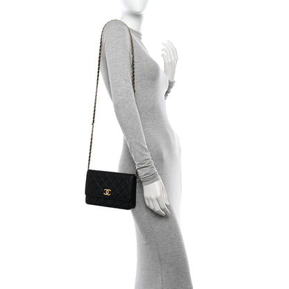 Chanel Caviar Quilted Textured CC Wallet On Chain WOC Black 2 of 11