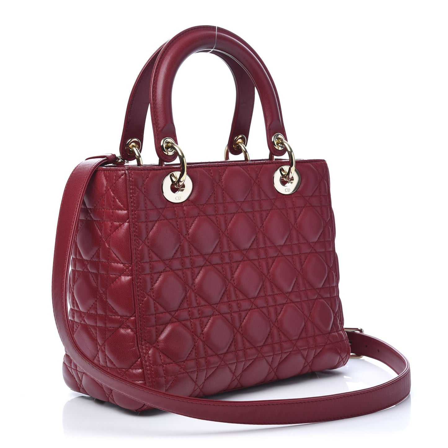 Lambskin Cannage Medium Lady Dior Red