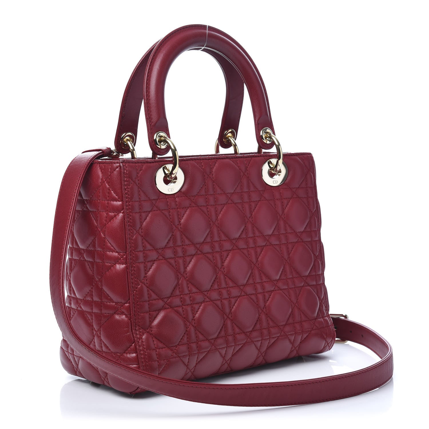 Christian Dior Lambskin Cannage Medium Lady Dior Red 4 of 10