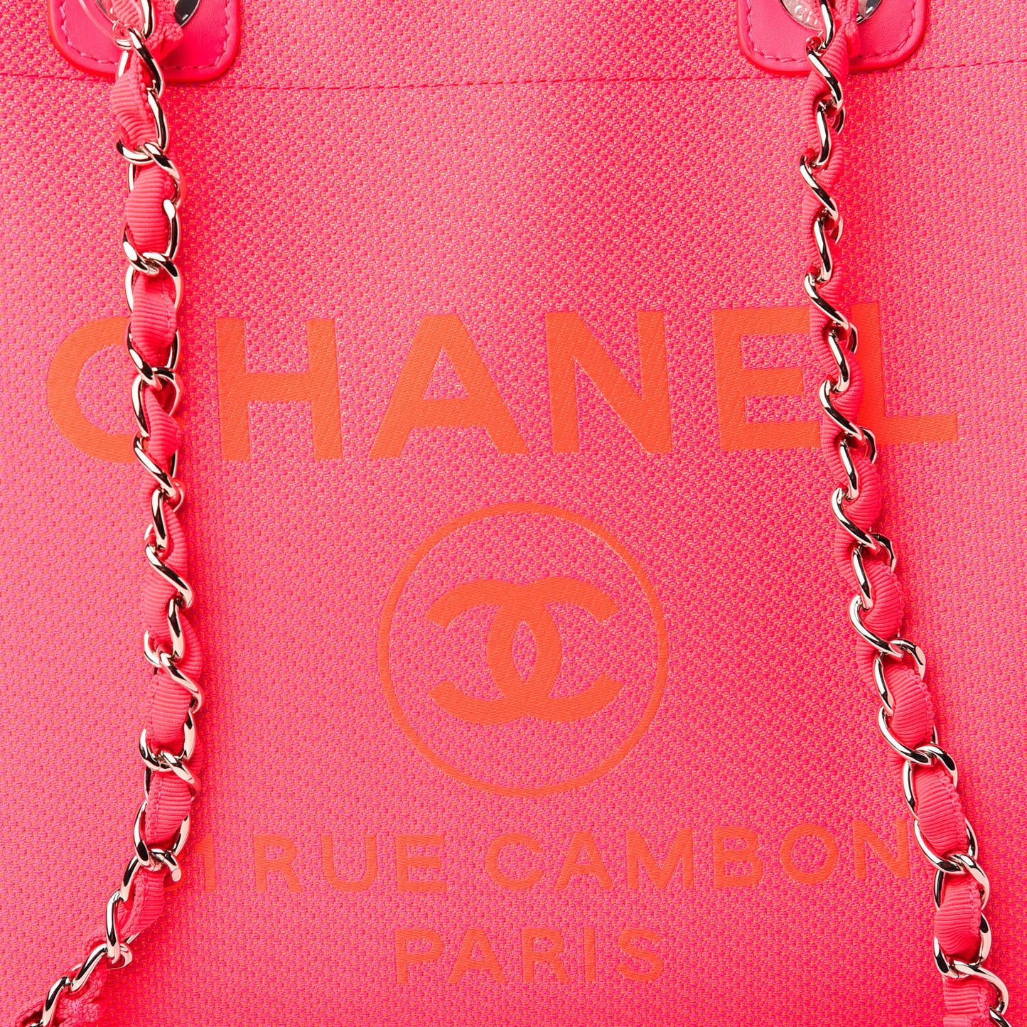 Mixed Fibers Calfskin Medium Deauville Tote Pink Orange