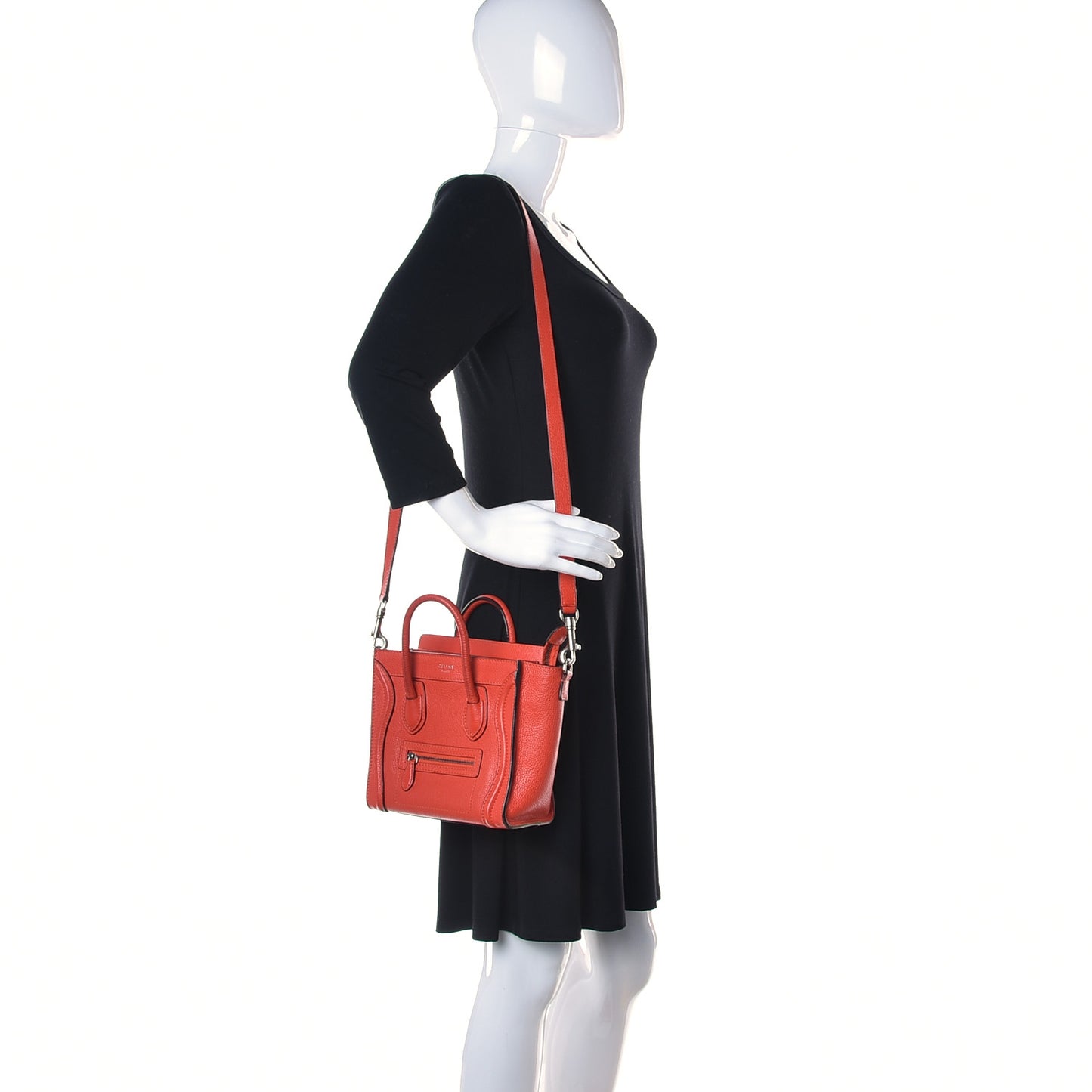 Drummed Calfskin Nano Luggage Vermillion