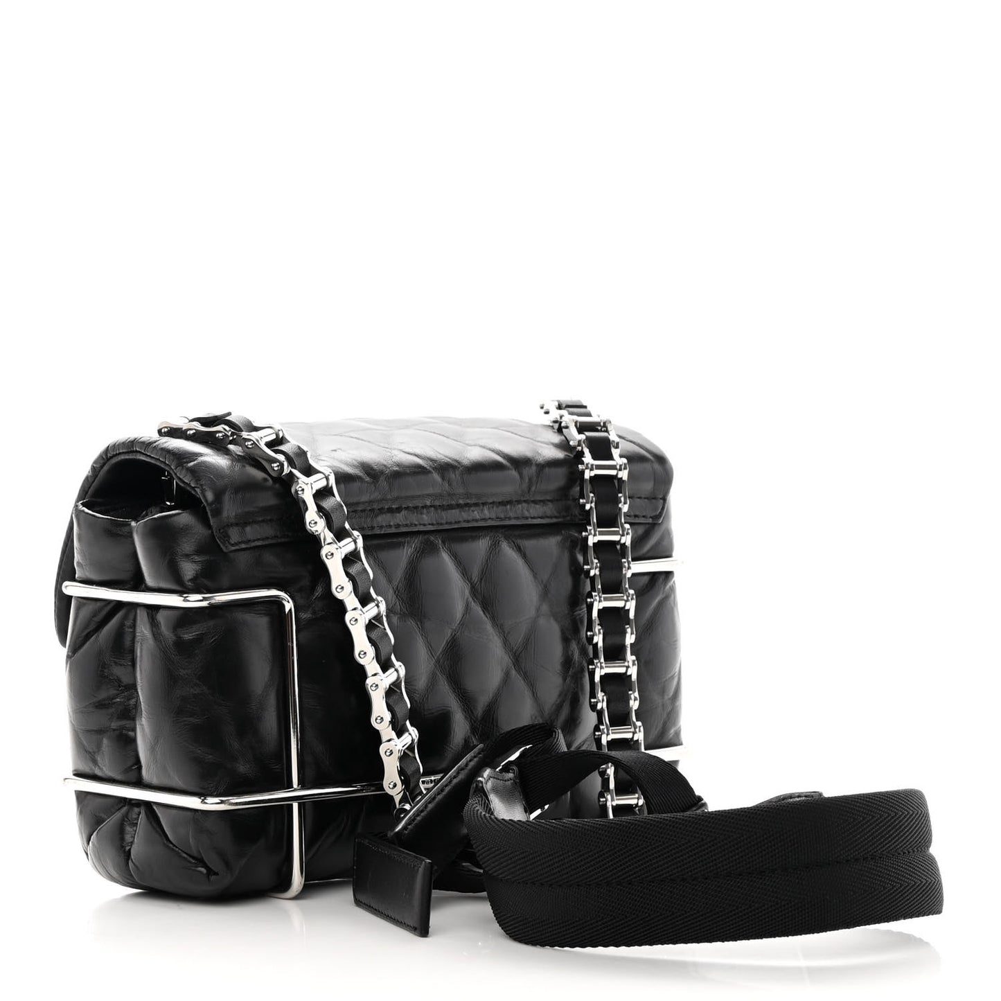Calfskin Quilted Halo Crossbody Bag Black
