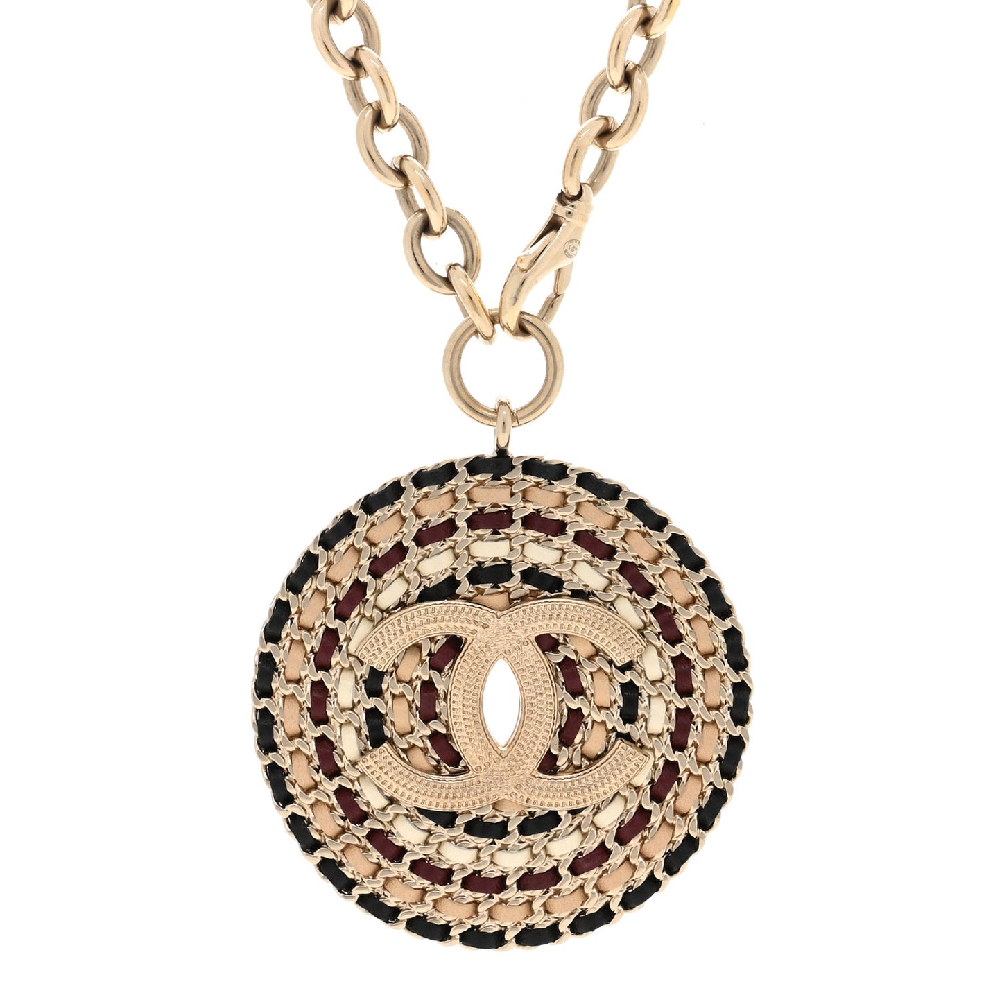 Lambskin Chain CC Necklace Gold