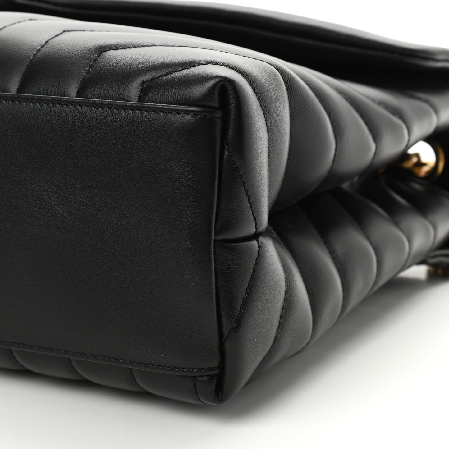Calfskin Y Quilted Monogram Medium Loulou Chain Satchel Black
