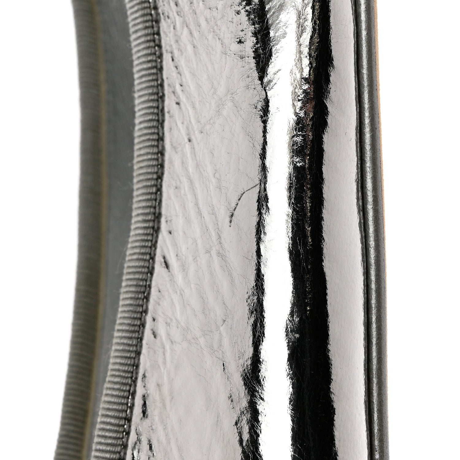 Chanel Metallic Aged Calfskin Cap Toe CC Ballerina Flats 40.5 Silver 8 of 15