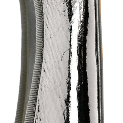 Chanel Metallic Aged Calfskin Cap Toe CC Ballerina Flats 40.5 Silver 8 of 15