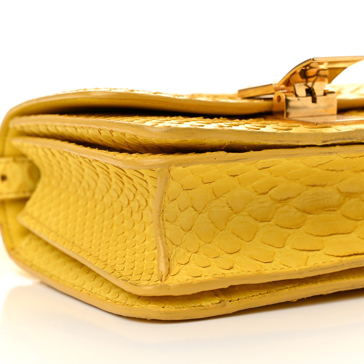 Celine Snakeskin Small Classic Box Flap Bag Yellow 8 of 18