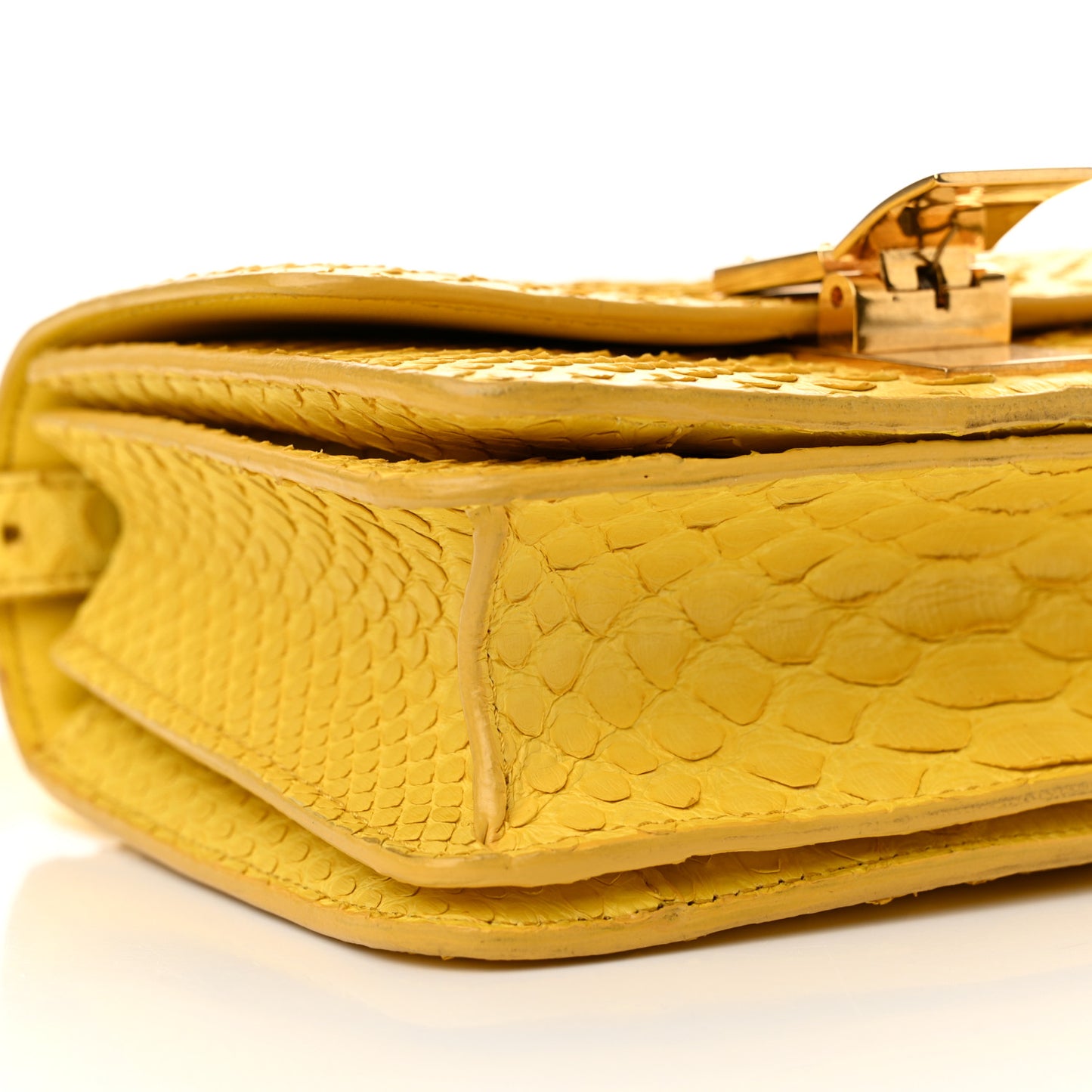 Snakeskin Small Classic Box Flap Bag Yellow