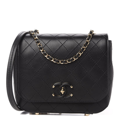 Chanel Calfskin Stitched Small Covered CC Flap Bag Black 1 of 11