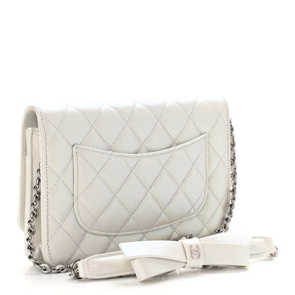 Chanel Lambskin Quilted Coco Bow Wallet On Chain WOC White 3 of 12