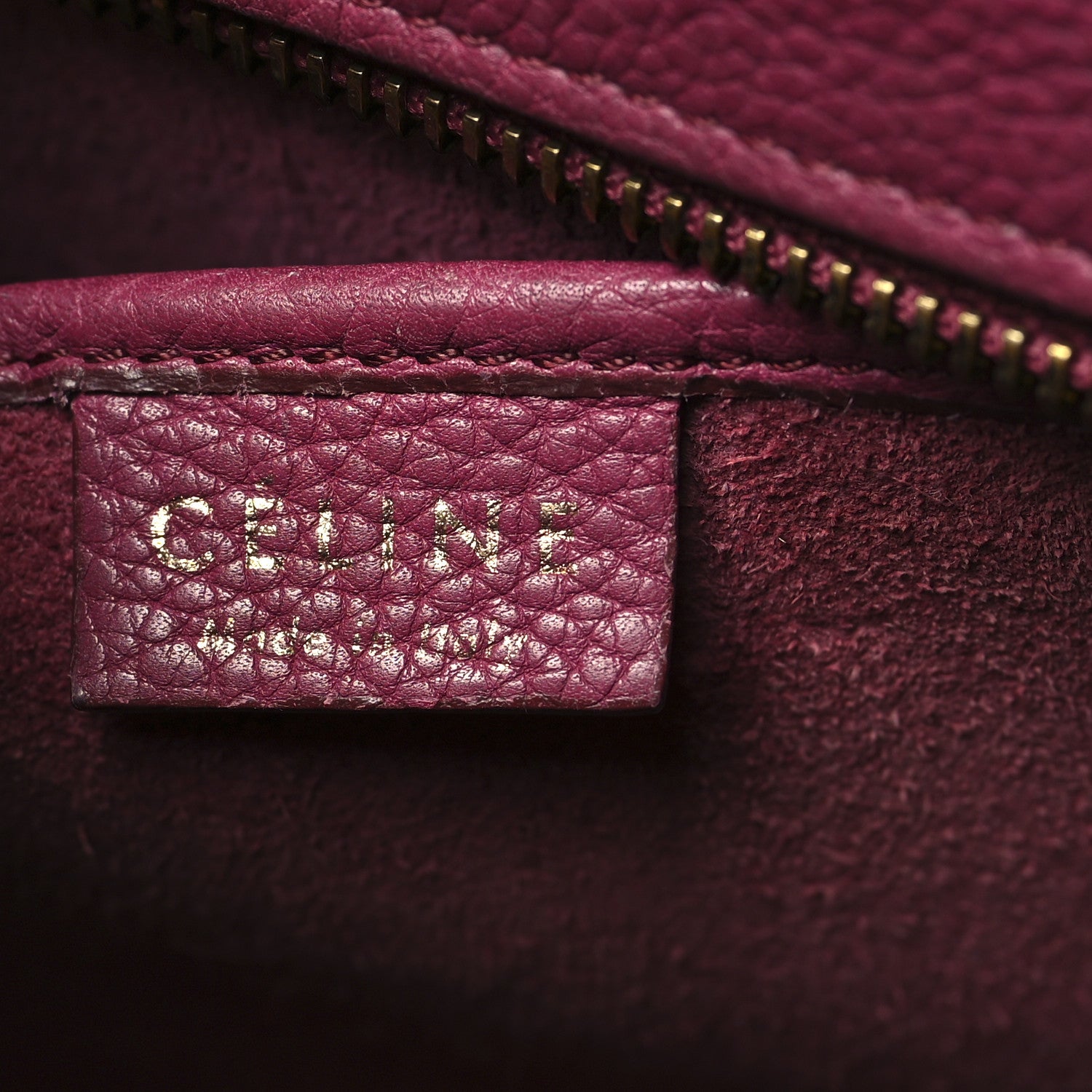 Celine Drummed Calfskin Nano Luggage Plum 5 of 11