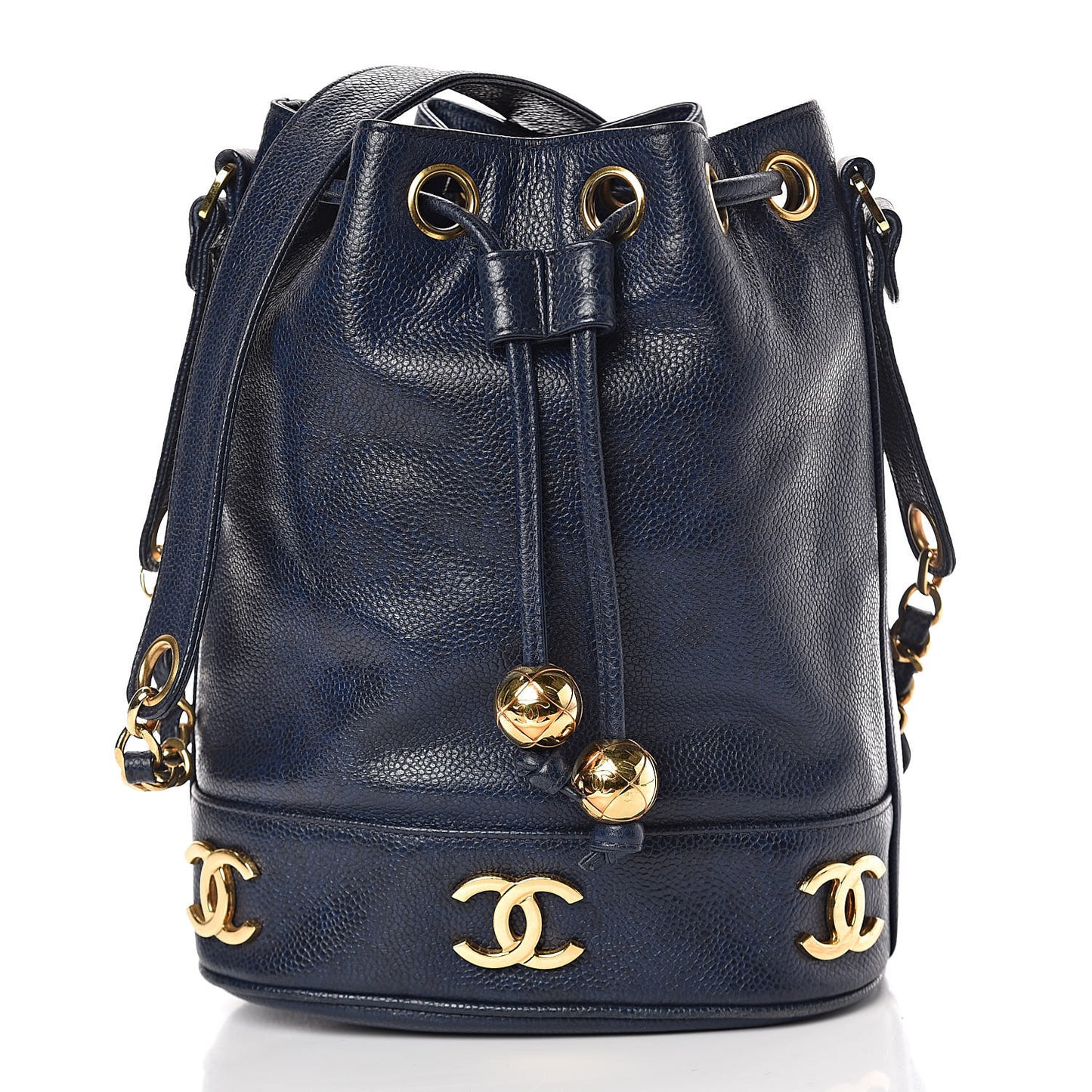 Caviar CC Drawstring Shoulder Bag Blue