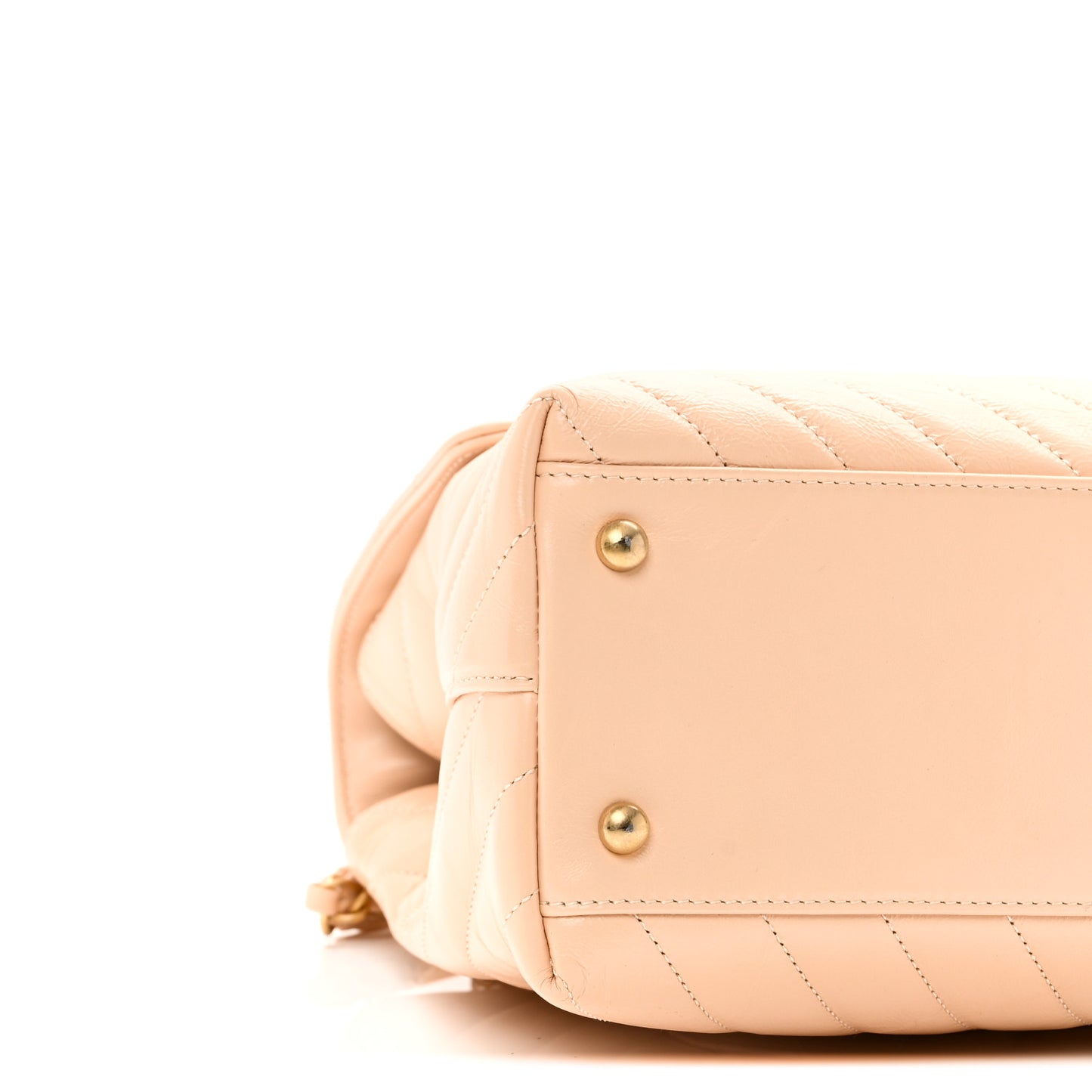 Calfskin Chevron Quilted Medium Coco Handle Flap Beige