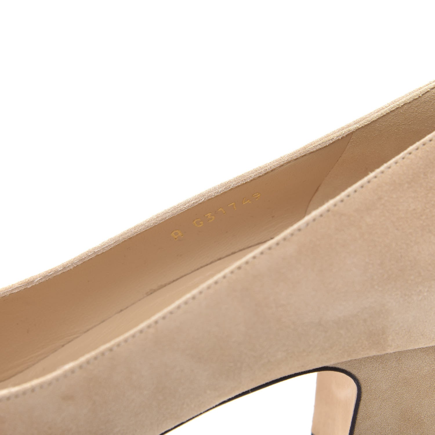 Chanel Suede Satin Cap Toe Low Heel Pumps 41 Beige Black 8 of 9