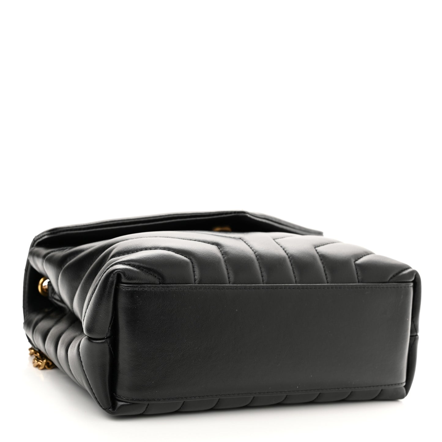 Calfskin Y Quilted Monogram Small Loulou Chain Satchel Black