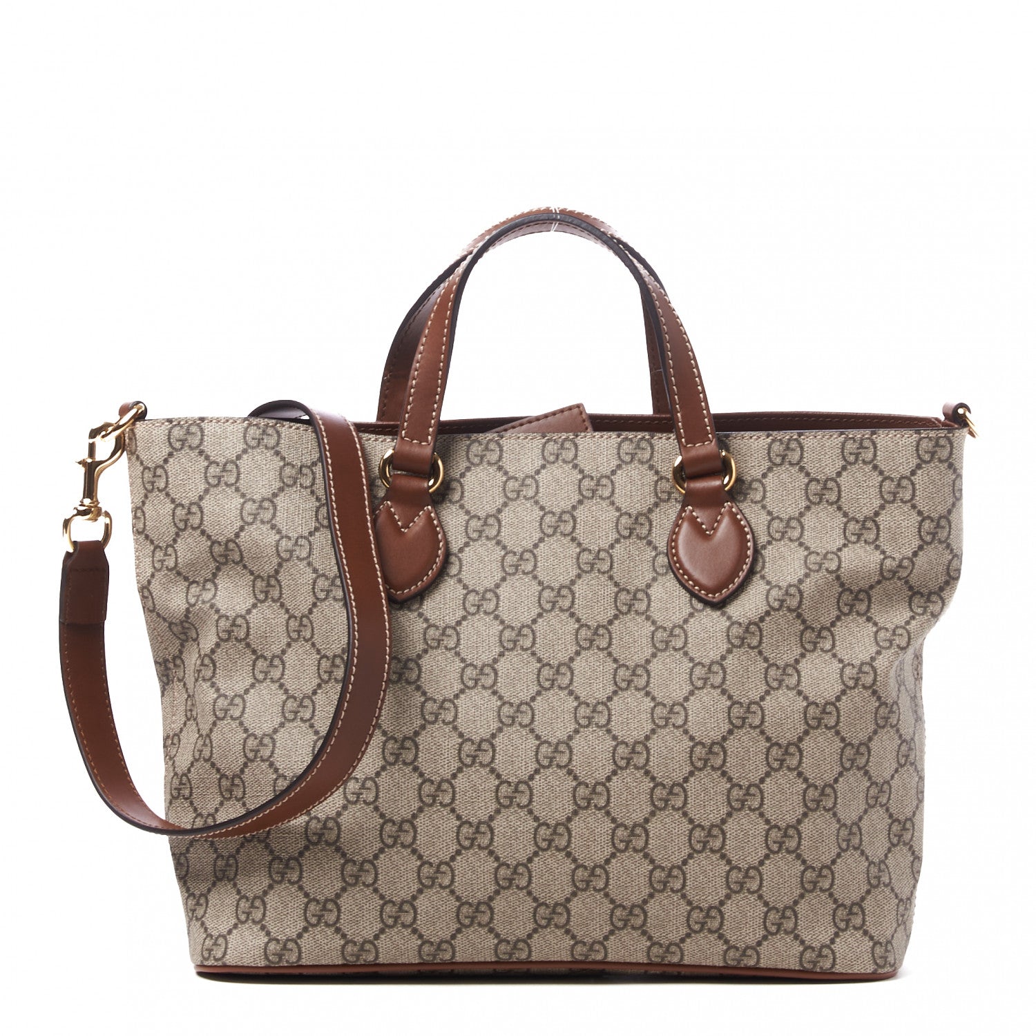 Gucci Soft GG Supreme Monogram Small Crossbody Tote Beige Cuir 1 of 8
