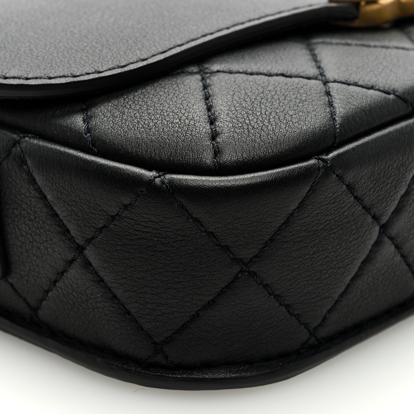 Calfskin Quilted Multi Pouching Flap And Coin Purse Black