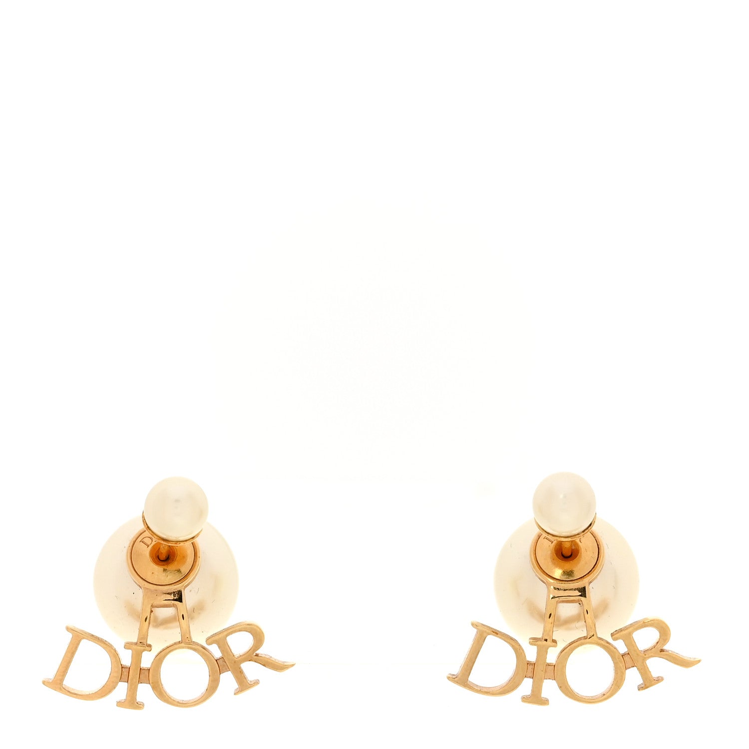 Christian Dior Pearl Tribal Logo Earrings Gold White 1 of 5