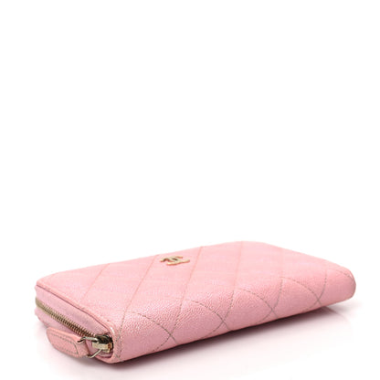 Chanel Iridescent Caviar Quilted Medium Zip Around Wallet Pink 4 of 9