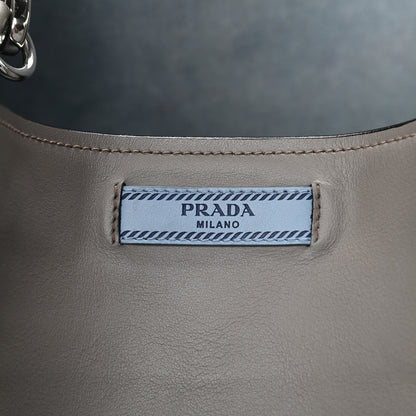 Prada City Calfskin Large Etiquette Tote Light Grey 6 of 11