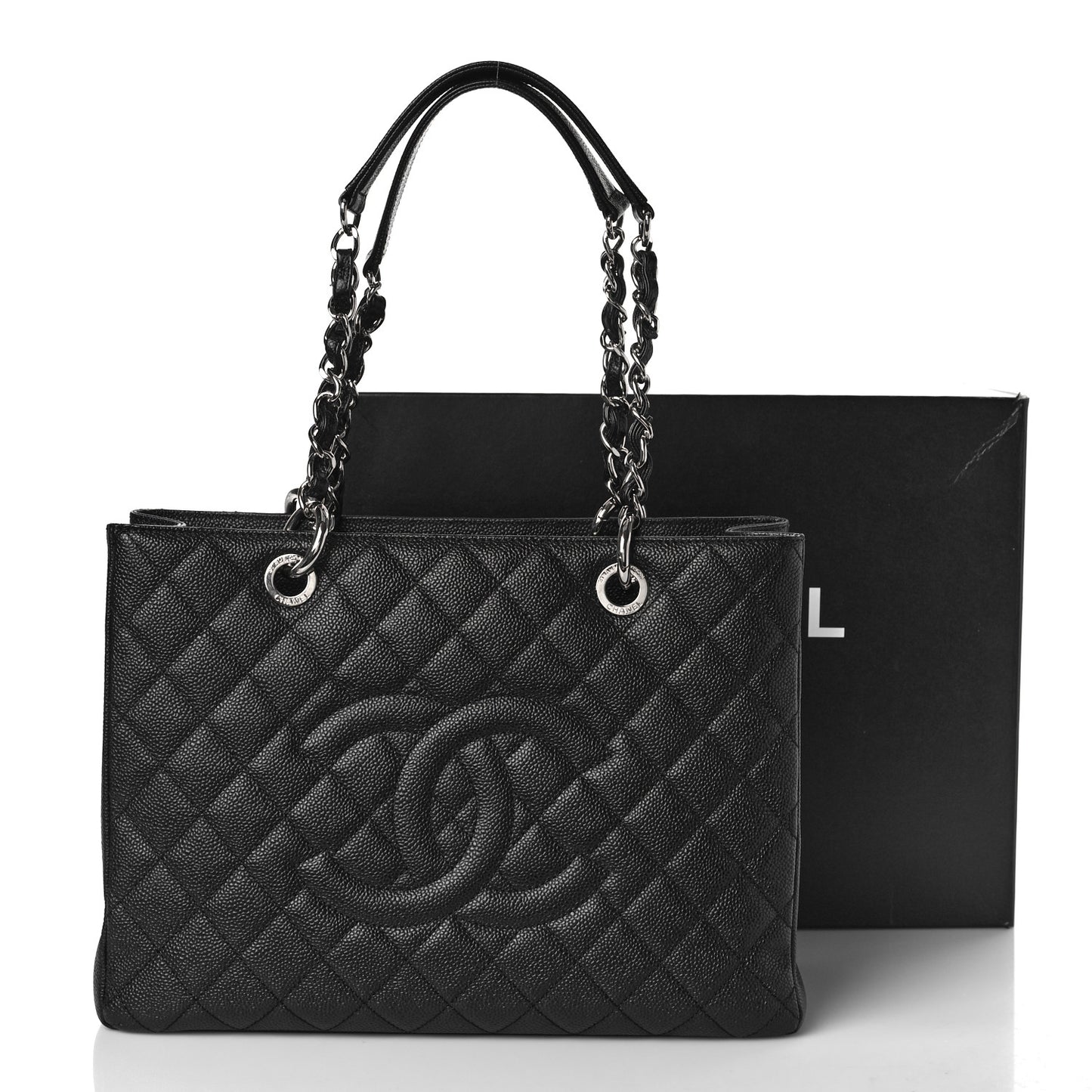 Caviar Quilted Grand Shopping Tote GST Black