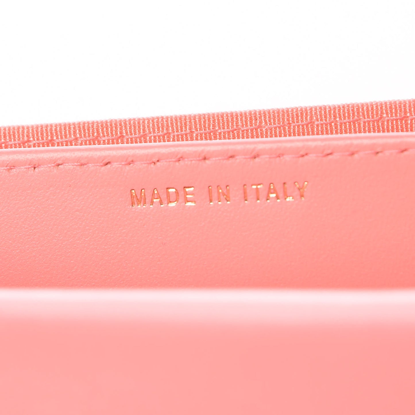 Lambskin Chevron Quilted Card Holder Coral