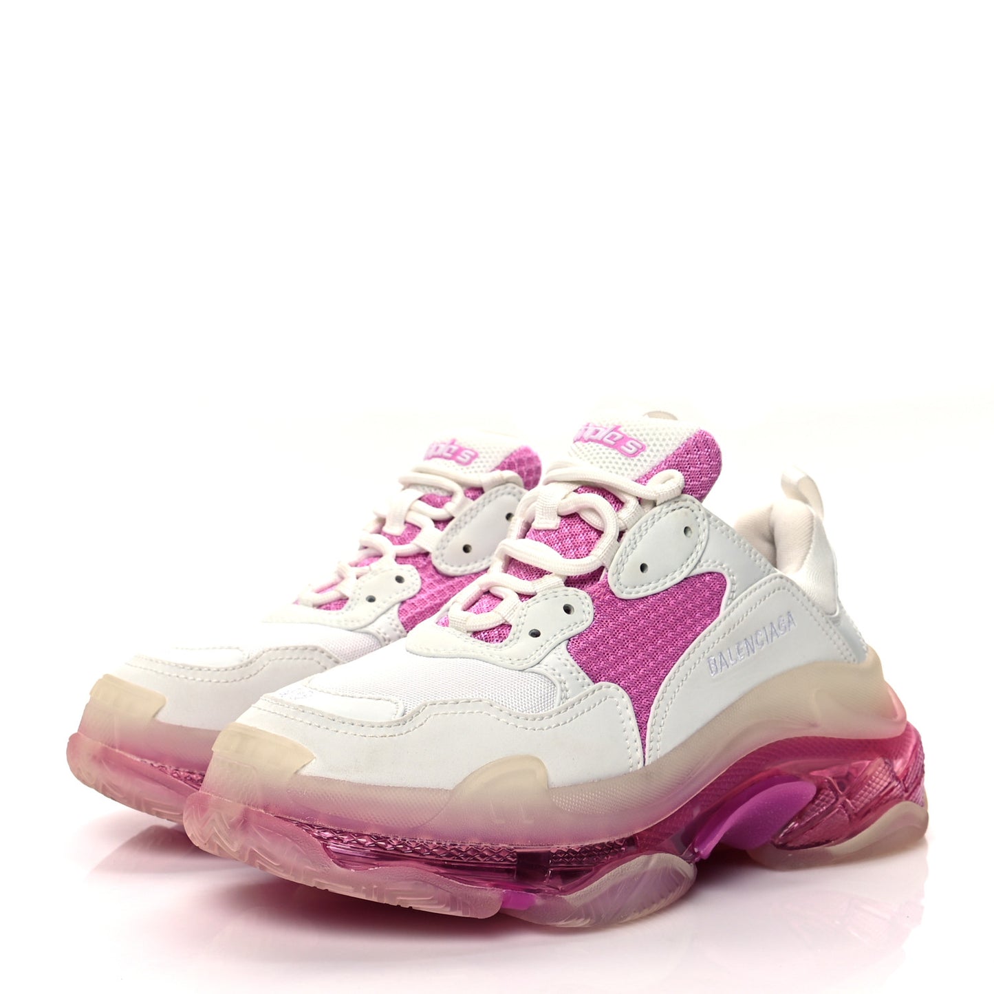 Fabric Mesh Clear Sole Womens Triple S Sneakers 40 White Pink