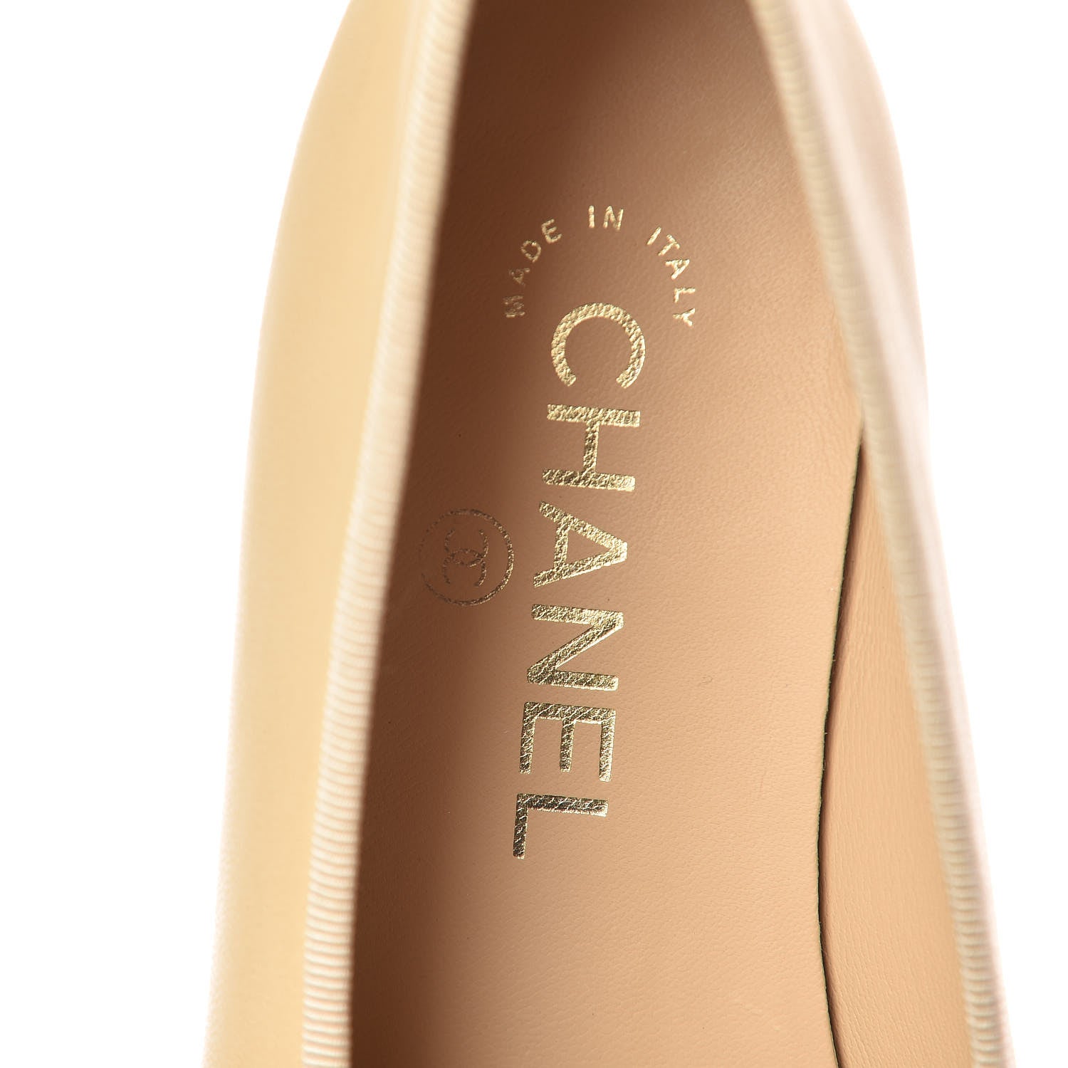 Chanel Lambskin Cap Toe CC Ballerina Flats 37 Beige Black 9 of 13