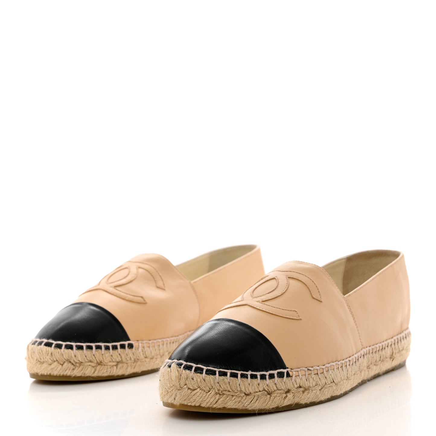 Lambskin CC Espadrilles 42 Beige Black