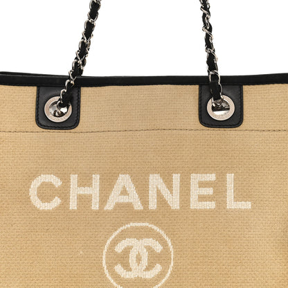 Chanel Canvas Small Deauville Tote Beige Black 8 of 11