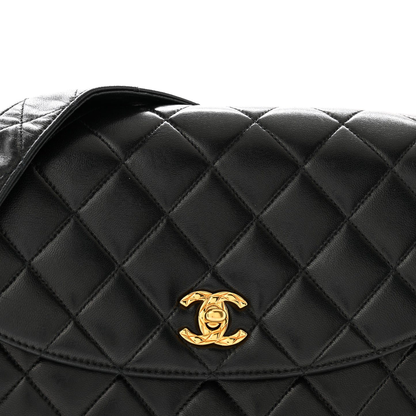 Lambskin Quilted CC Flap Shoulder Bag Black