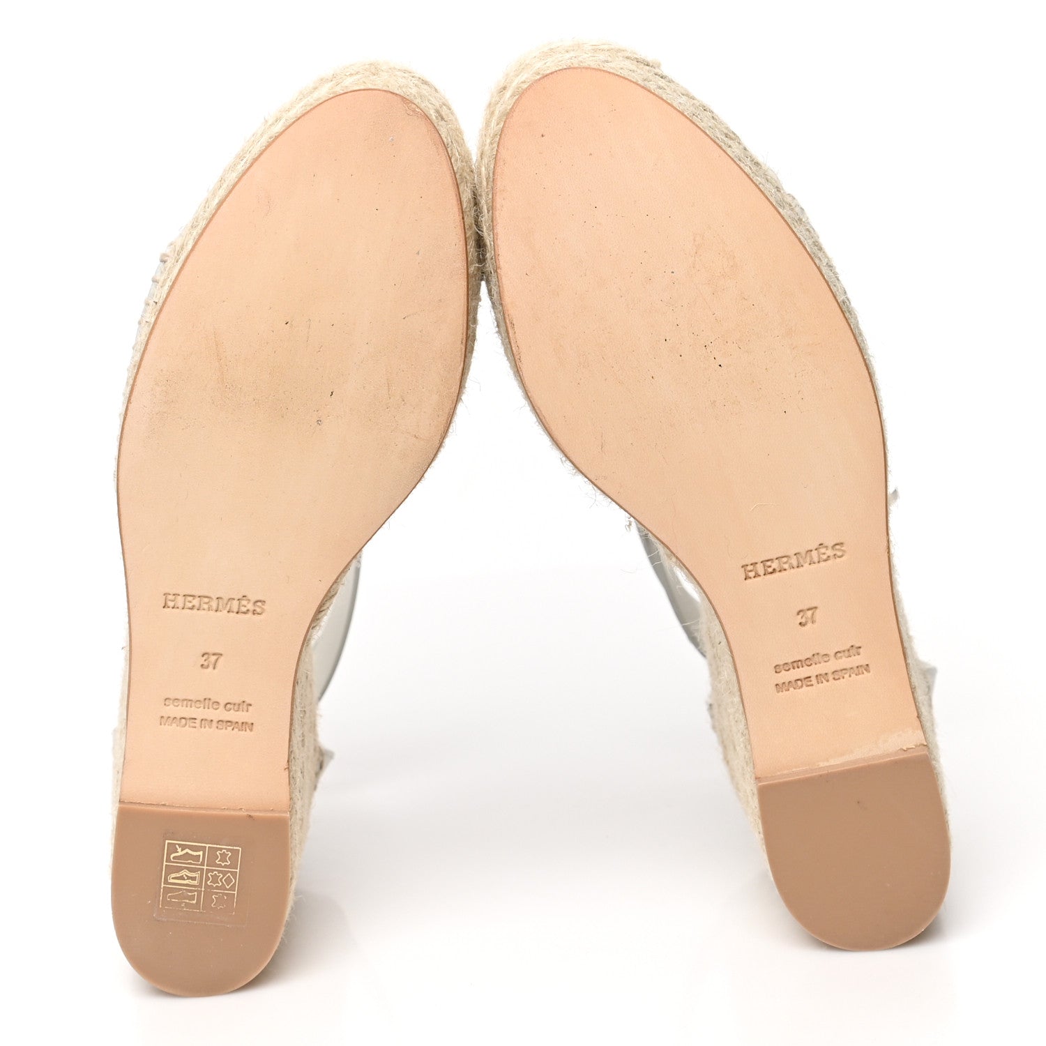 Hermes Calfskin Tipoli Espadrille Wedges 37 White 5 of 10