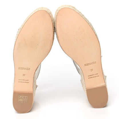 Hermes Calfskin Tipoli Espadrille Wedges 37 White 5 of 10