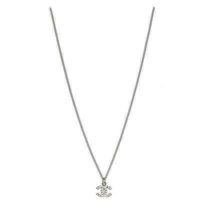 Chanel Crystal Timeless CC Necklace Silver 3 of 6