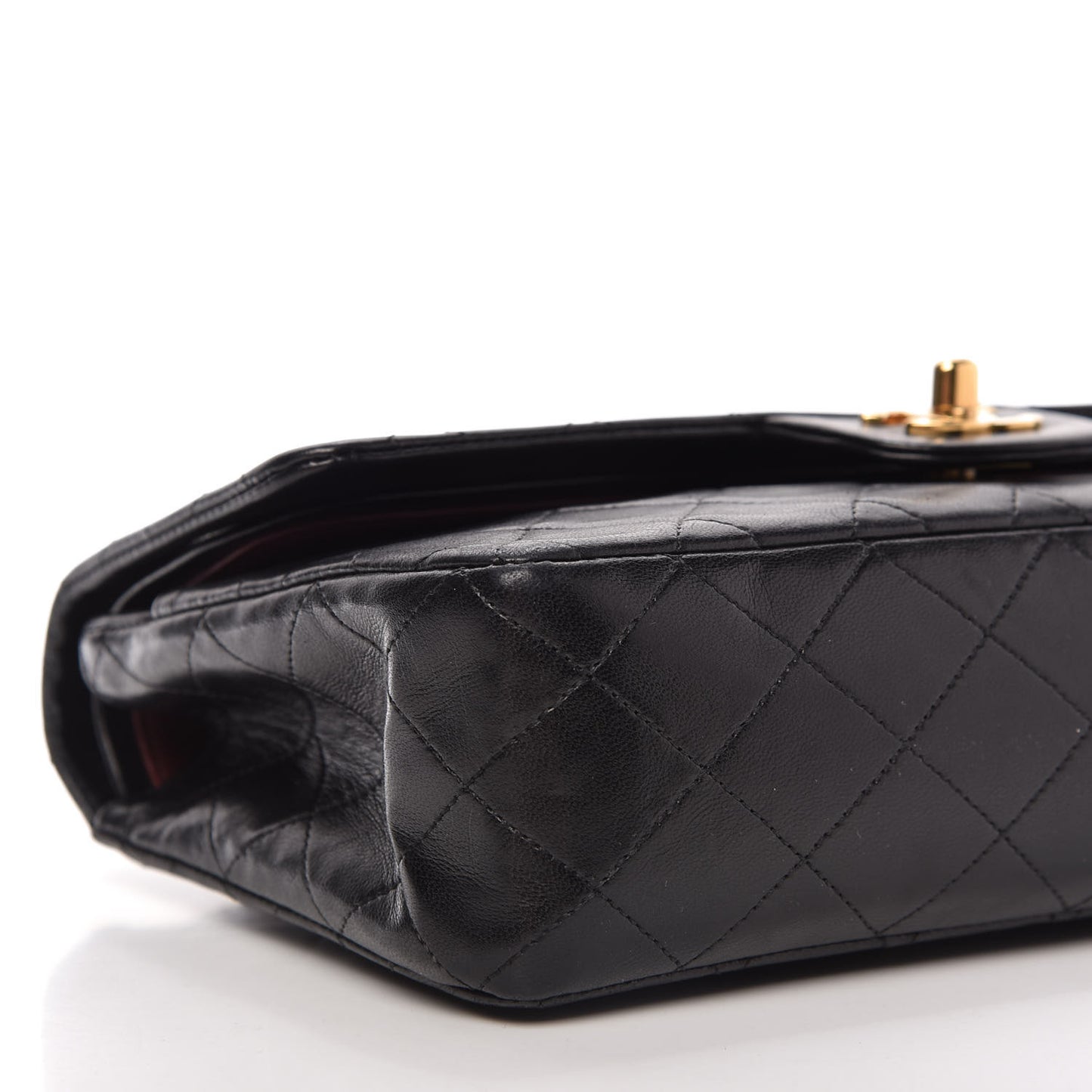Lambskin Quilted Medium Double Flap Black