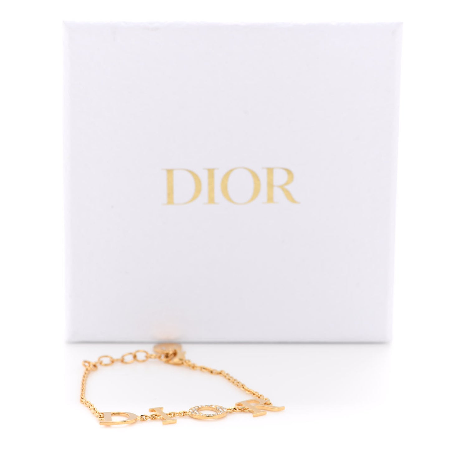 Metal Crystal Letters Bracelet Gold